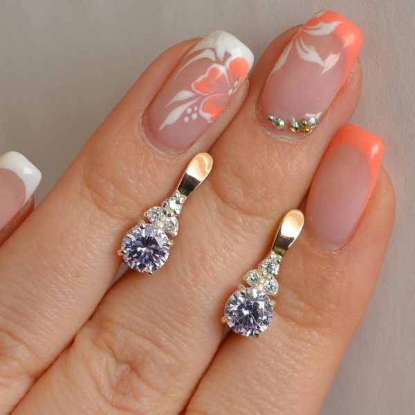 Срібні сережки з золотом