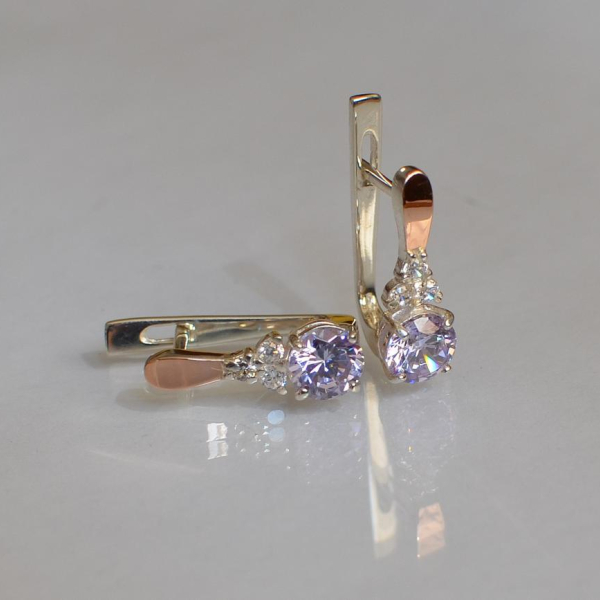 Срібні сережки з золотом