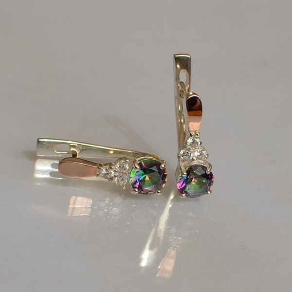 Срібні сережки з золотом