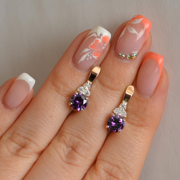 Срібні сережки з золотом