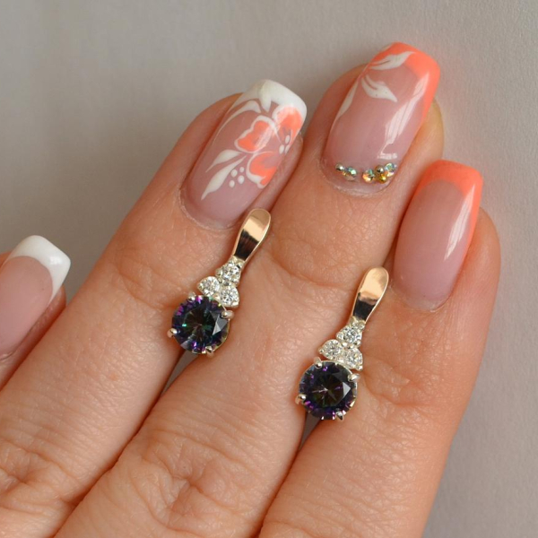 Срібні сережки з золотом