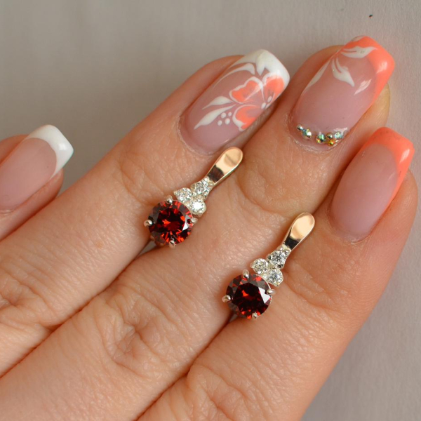 Срібні сережки з золотом