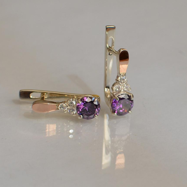 Срібні сережки з золотом