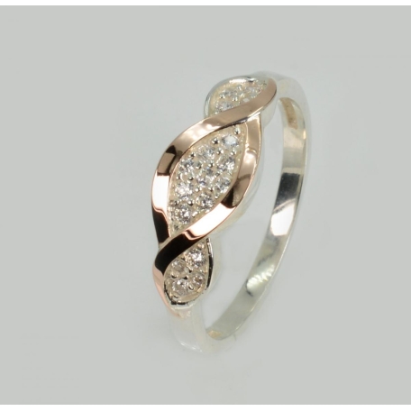 Серебряное кольцо с золотыми пластинами