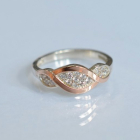 Срібне кільце з золотими пластинами