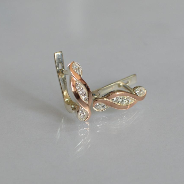 Срібні сережки з золотими пластинами