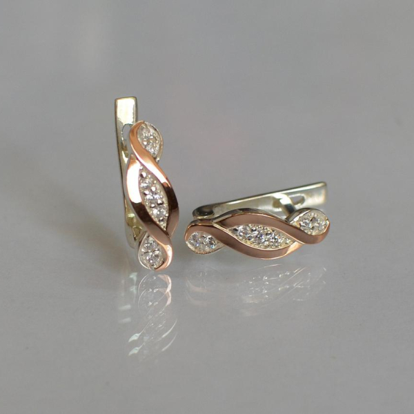 Срібні сережки з золотими пластинами