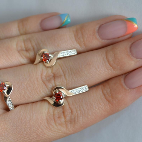 Срібний гарнітур з золотими вставками