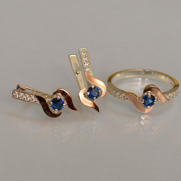 Срібний гарнітур з золотими вставками