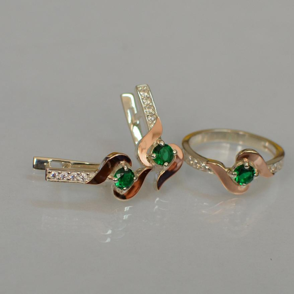 Срібний гарнітур з золотими вставками