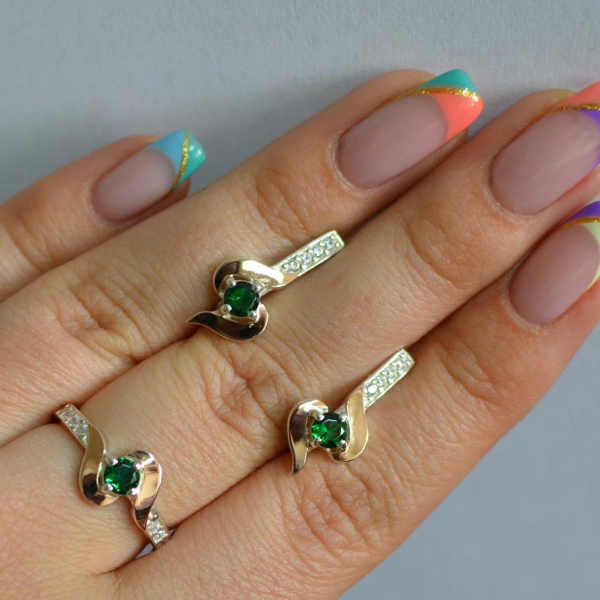 Срібний гарнітур з золотими вставками