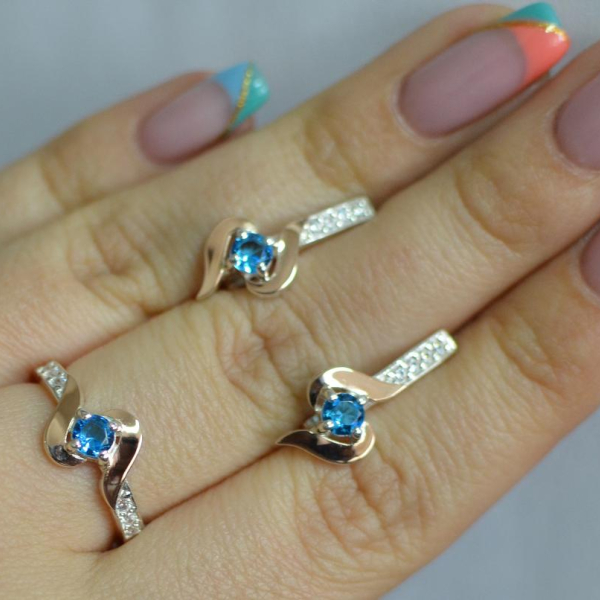 Срібний гарнітур з золотими вставками