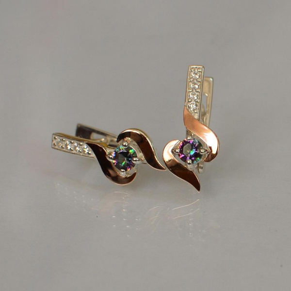 Срібні сережки з золотими вставками