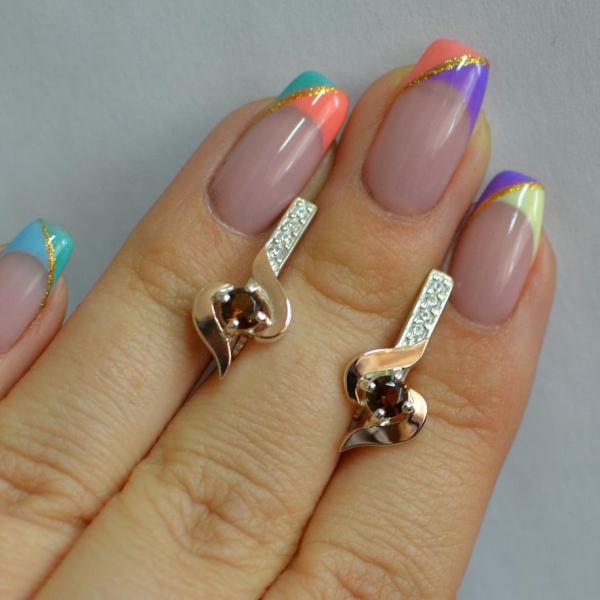 Срібні сережки з золотими вставками