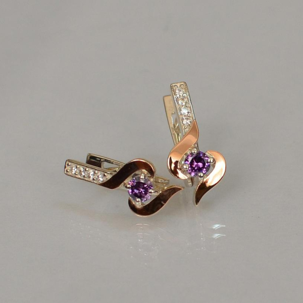 Срібні сережки з золотими вставками