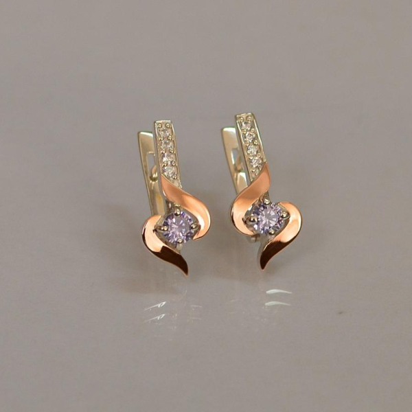 Срібні сережки з золотими вставками