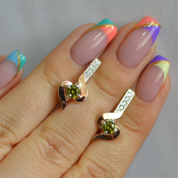 Срібні сережки з золотими вставками