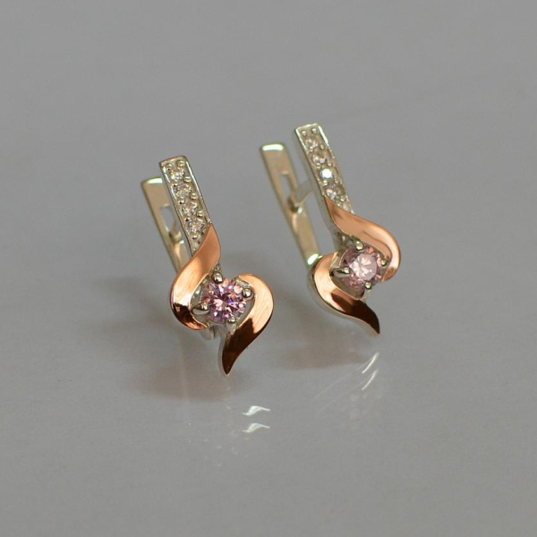 Срібні сережки з золотими вставками