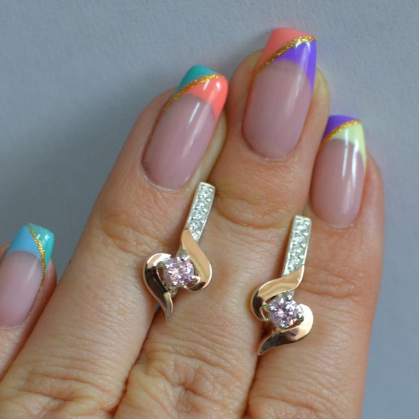 Срібні сережки з золотими вставками