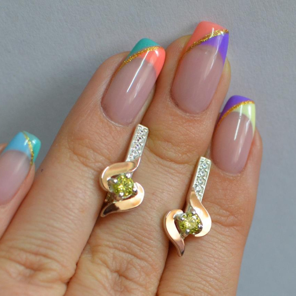 Срібні сережки з золотими вставками