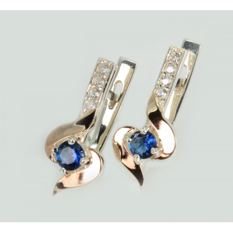 Серебряные серьги с золотыми вставками