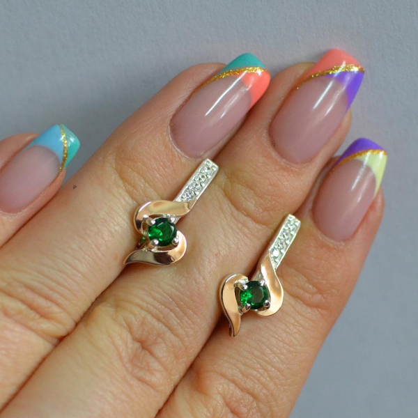 Срібні сережки з золотими вставками