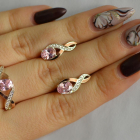 Срібний набір з золотими пластинами