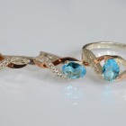 Срібний набір з золотими пластинами