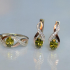 Срібний набір з золотими пластинами