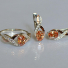 Срібний набір з золотими пластинами