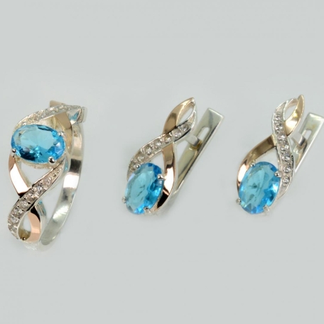 Срібний набір з золотими пластинами