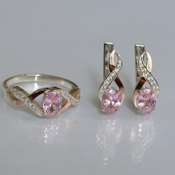 Срібний набір з золотими пластинами