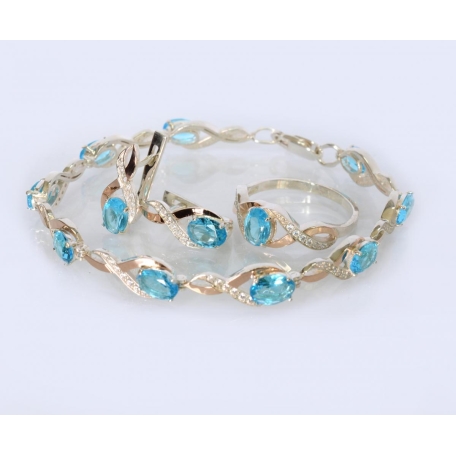 Серебряный комплект украшений( Браслет, серьги и кольцо)