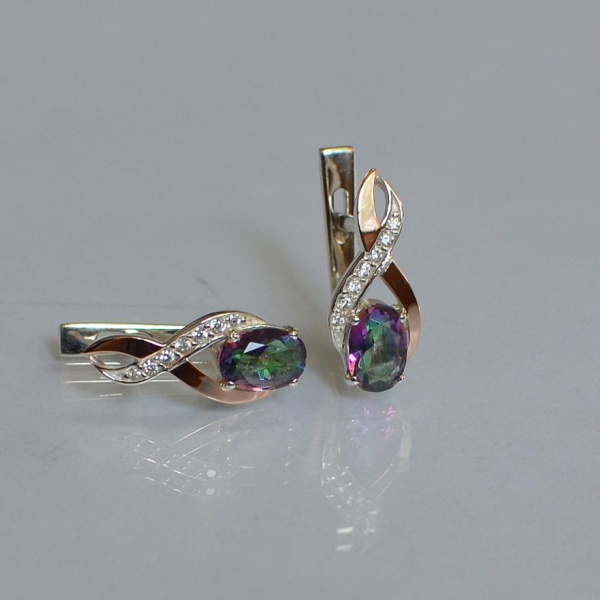 Срібні сережки з золотими вставками