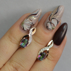 Срібні сережки з золотими вставками