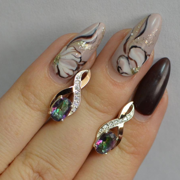 Срібні сережки з золотими вставками