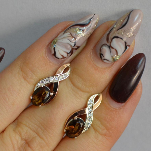 Срібні сережки з золотими вставками