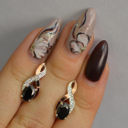 Срібні сережки з золотими вставками