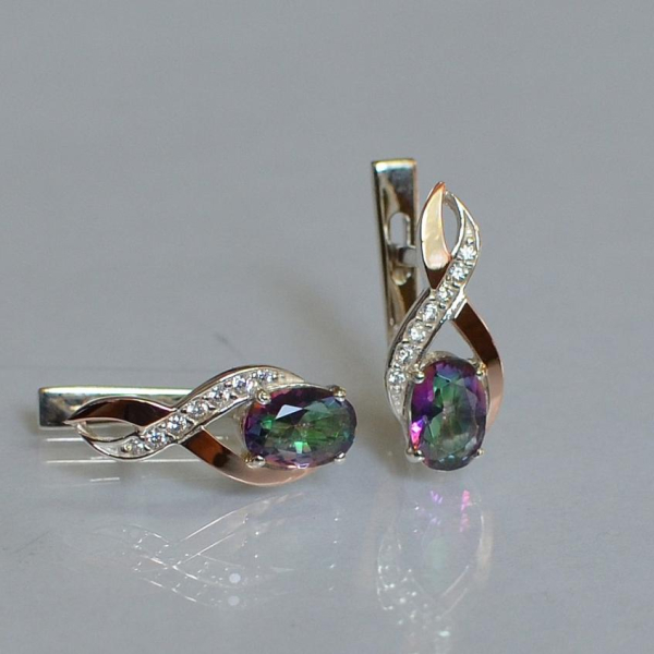 Срібні сережки з золотими вставками