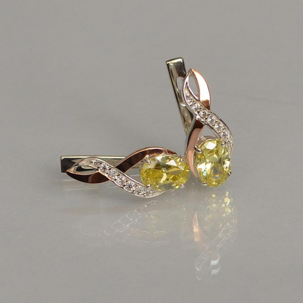 Срібні сережки з золотими вставками