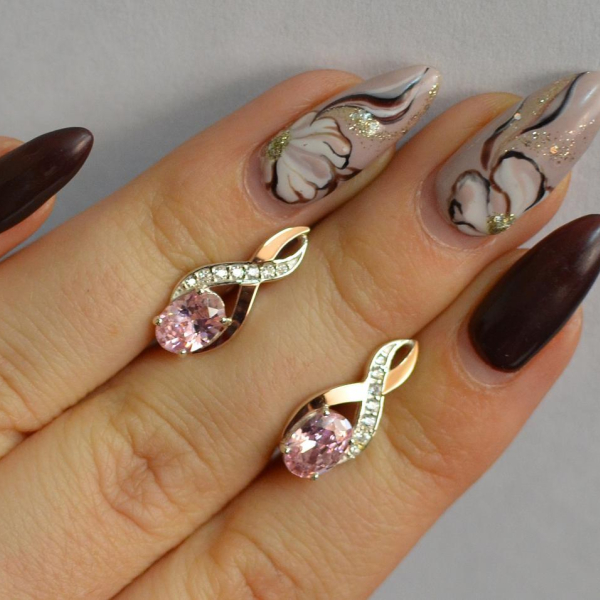 Срібні сережки з золотими вставками