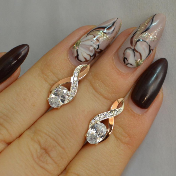 Срібні сережки з золотими вставками