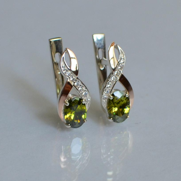 Срібні сережки з золотими вставками