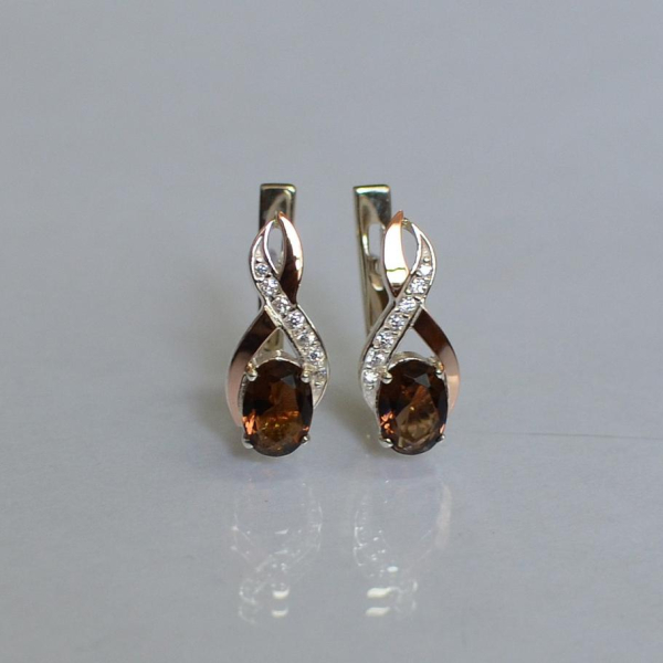 Срібні сережки з золотими вставками