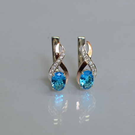 Срібні сережки з золотими вставками