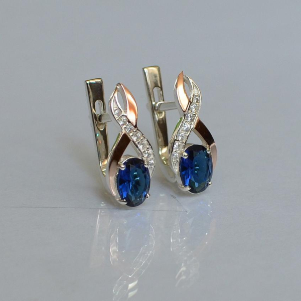 Срібні сережки з золотими вставками