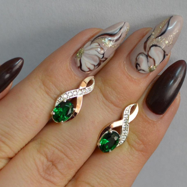 Срібні сережки з золотими вставками