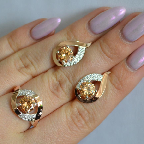 Срібний гарнітур з золотими накладками