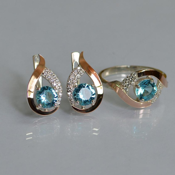 Срібний гарнітур з золотими накладками