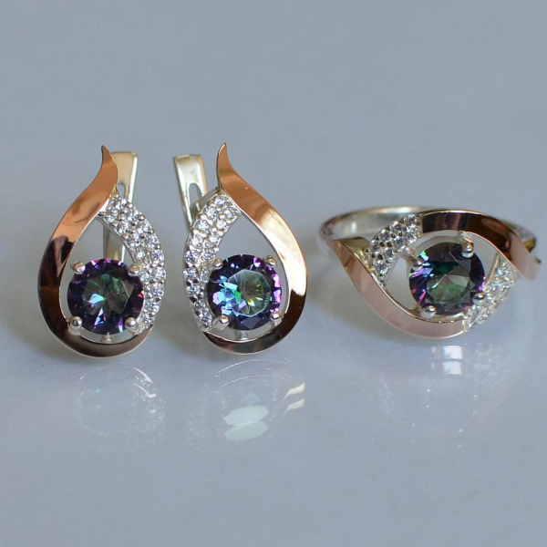 Срібний гарнітур з золотими накладками